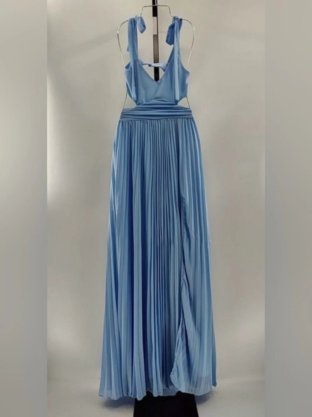 Lulus Celebratory Allure Powder Blue Pleated Backless Maxi Dress XS NWT - Picture 4 of 6
